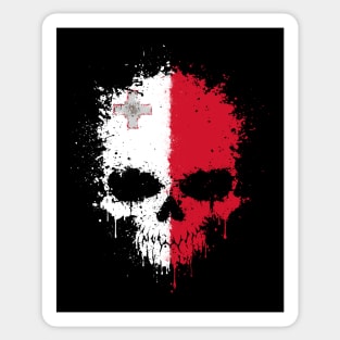 Chaotic Maltese Flag Splatter Skull Sticker